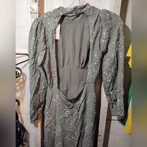 Green long dress with open back